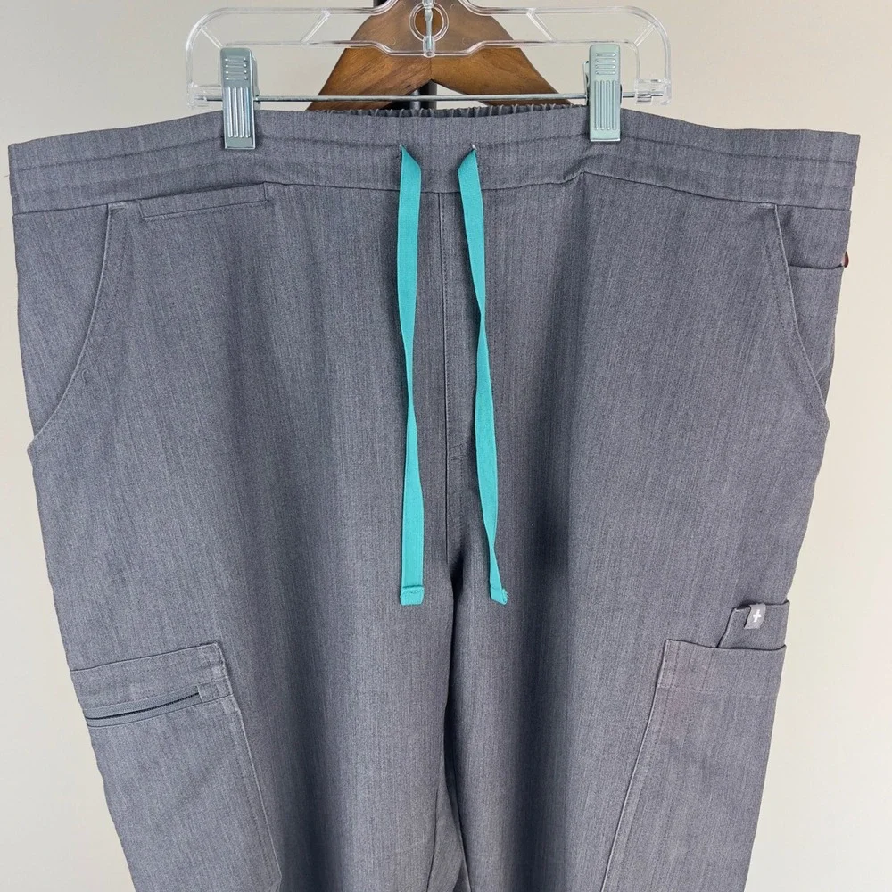 FIGS Technical Collection Scrub Pants Mens L Heather Charcoal Gray Teal
